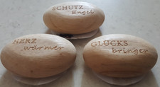 NEU ♥ 3x Handschmeichler Holz m. Gravur ♥ Schutz Engel Herzwärmer Glücksbringer