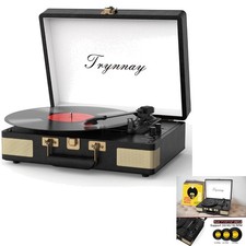 Plattenspieler, Vinyl Player, Bluetooth, Lautsprecher, Koffer, Vintage Black