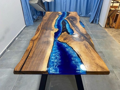 Blue epoxy river table - epoxy,