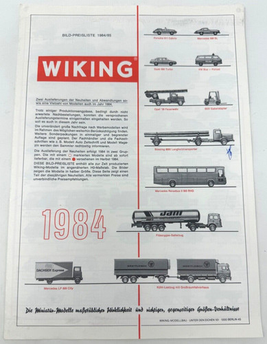 Wiking modell programm 1984 - modell,