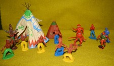 14 Teile -alte Figuren  Indianer und Cowboys Zelte - Konvolut Sammlung 1