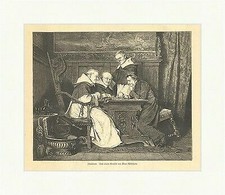 Schachmatt Ohrensessel Herren Spiele Hocker Kirche Cederström Holzstich E 2262