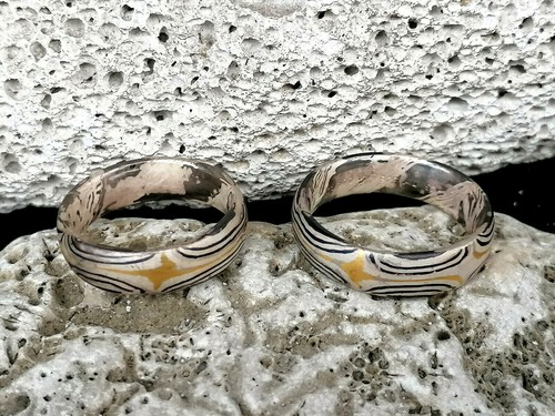 Trauringe mokume gane gold 900 - gold,