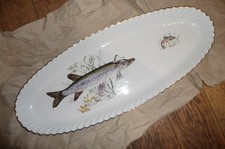 Große Porzellan Fischplatte Servierplatte 59x23 cm LUNEVILLE Frankreich