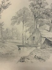 ANTIKE BLEISTIFT ZEICHNUG AUF