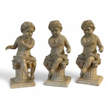 3er Set Putten Figur auf Säulen Barock Deko Vintage Putte Putto Putti