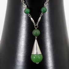 ART DECO KETTE Kunststoff Galalith Chrom BENGEL Collier HASKETTE NECKLACE