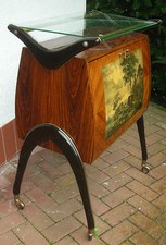 Art Deco Bar Barschrank Palisander Boomerangform verspiegelt Italien 1930/50