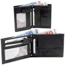 Leder Herren Geldbörse Geldbeutel Portemonnaie Hochformat Querformat schwarz