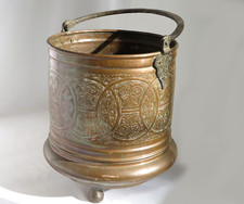 Antiker KUPFERKESSEL Cachepot HENKELEIMER KUPFER MESSING EIMER ° TOPF