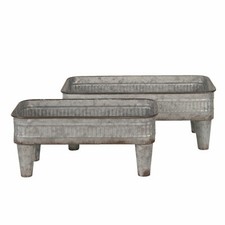 2er-Set Pflanzkasten Eisen Zink Schale Wanne Shabby Nostalgie Blumen Topf