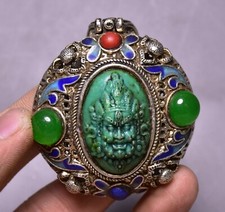 7CM Old China Silber Inlay