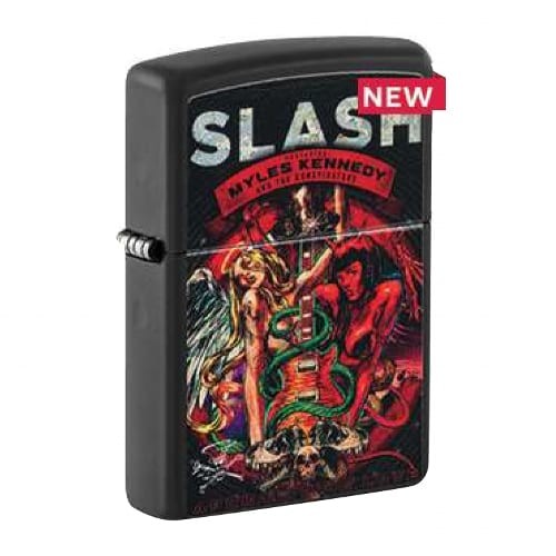 Zippo schwarz matt - schwarz, slash