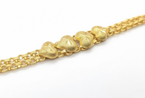 Thai gold herz armband - gold,