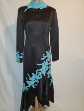 asymetrisches Abendkleid, Abiye ca. 38 braun leicht dehnbar, lange Ärmel