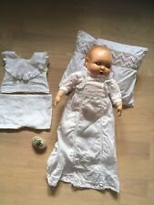 Puppe antik Kopf Kunststoff Körper aus Stoff Stopfwolle mit Schlafaugen ca. 30er