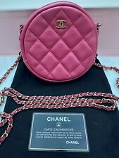 CHANEL CC Matelasse Round Chain Schultertasche Leder Pink Gebraucht Damen Coco