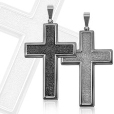 tumundo XXL Anhänger Kreuz Kruzifix Gebet Anhänger Damen Halsketten Stahl 