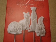 Hutschenreuther Stecker 4 Tiere Märchenwald  Weihnachten Advent weiss