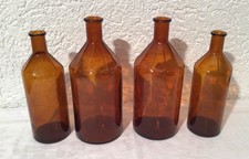 4 Apothekerflaschen, Glasflaschen, Braunglas, Labor Flaschen ￼