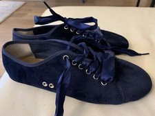 EMU Australia Ballerina-Schnürer Samt / Textil Dunkelblau Gr. 37 (W7/M6) wie Neu