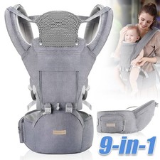 9 in 1 Babytrage Ergonomische Kinder Bauchtrage Rückentrage Tragegurt grau DHL