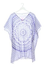 DEBBIE KATZ Minikleid Damen Kleid Gr. DE 38 weiß-dunkelviolett Casual-Look