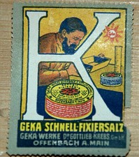 39349 Vignette Werbemarke Geka Schnell Fixiersalz Dr. Gottlieb Krebs Offenbach 