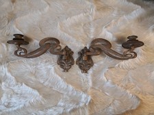 Jugendstil Messing Klavierleuchter Paar um 1900 Floral