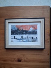 Aquarell Bild Winterlandschaft Wandbild Winterwonderland handgemalt Original 