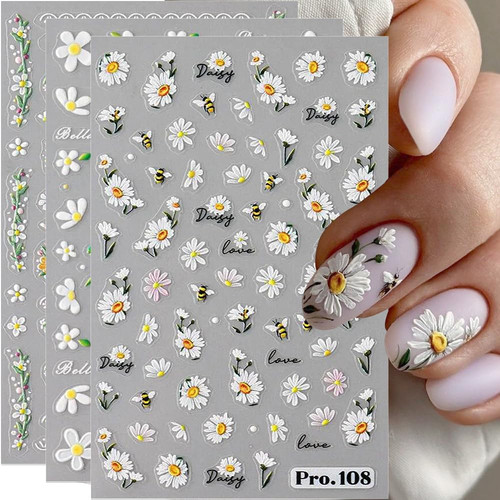 5pcs blumen nagelsticker - blumen,