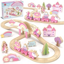 Holzeisenbahn für Mädchen Holz Eisenbahn Kinder Eisenbahn Holz Einhorn Spielz...