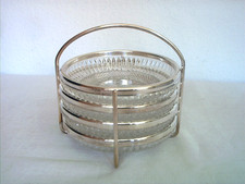 4 schöne  Glasschalen mit Silber Rand Kompott-Salat-Eis- schalen  in  Ständer