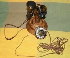 Opis 1921 Vintage Nostalgie Holz-Messing Telefon Wählscheibe & Höhrrohr Modell C