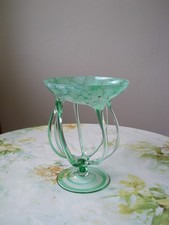 Kerzenständer Kerzenhalter grün oder flache Glasschale mit Fuß Glas Schale