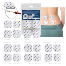 20 TENS Elektroden Pads selbstklebend wiederverwendbar 5x5 cm 2mm Stecker-axion