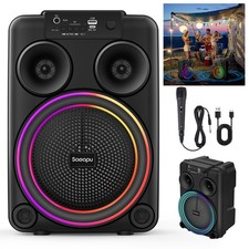 Tragbarer Bluetooth Lautsprecher LED AKKU TWS DJ Karaoke Musikbox mit Mikrofon