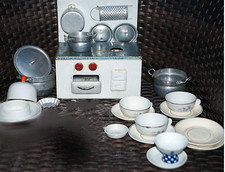 ☺ DDR Küchenzubehör 50 60 Jahre DDR Puppen Kinder Geschirr Töpfe Kanne Herd