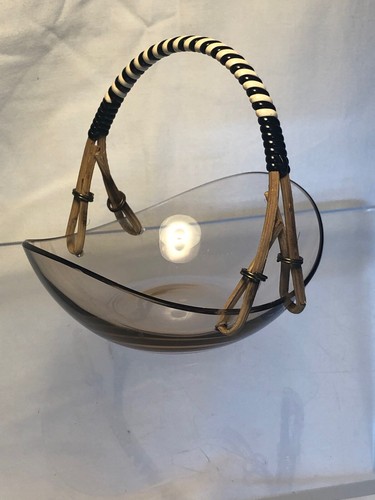 Vintage rauchglas schale - rauchglas,