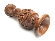 Dekorative Vase Afrika aus Teakholz Handbearbeit 38 cm floral beschnitzt