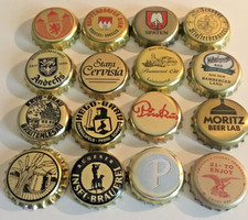 16 goldfarbene Kronkorken/Bottle caps/Capsule/Chapa cerveza aus Europa und USA