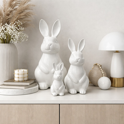 Keramik hase weiß - hase, oster-