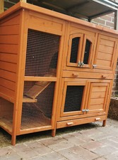 Hasenstall zwei Etagen für draußen aus Holz B/H/T 1,23m/1,04m/0,48m 