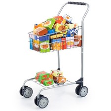 Einkaufswagen mit 60 tlg Inhalt silber shopping card vom Bayer 75000X