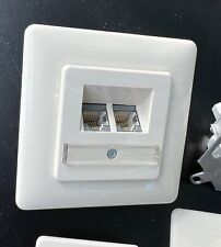 UAE Doppel Datenmodul Dose Datendose 2 x 8 Pin m. Blende Cremeweiß Netzwerk RJ45