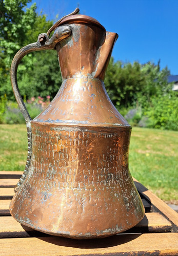 Kupferkanne mit messing - kupferkanne, griff