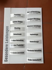 Zahnarzt Werbeschild Besondere Leistungen Schild 2-spaltig Einsteckschilder