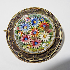 sehr alte Mikromosaik Brosche