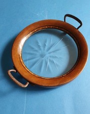 Antikes Tablett Jugendstil Glasboden Kristall Mahagonirahmen Griffe Metall