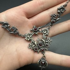 Granat Collier Kette silber